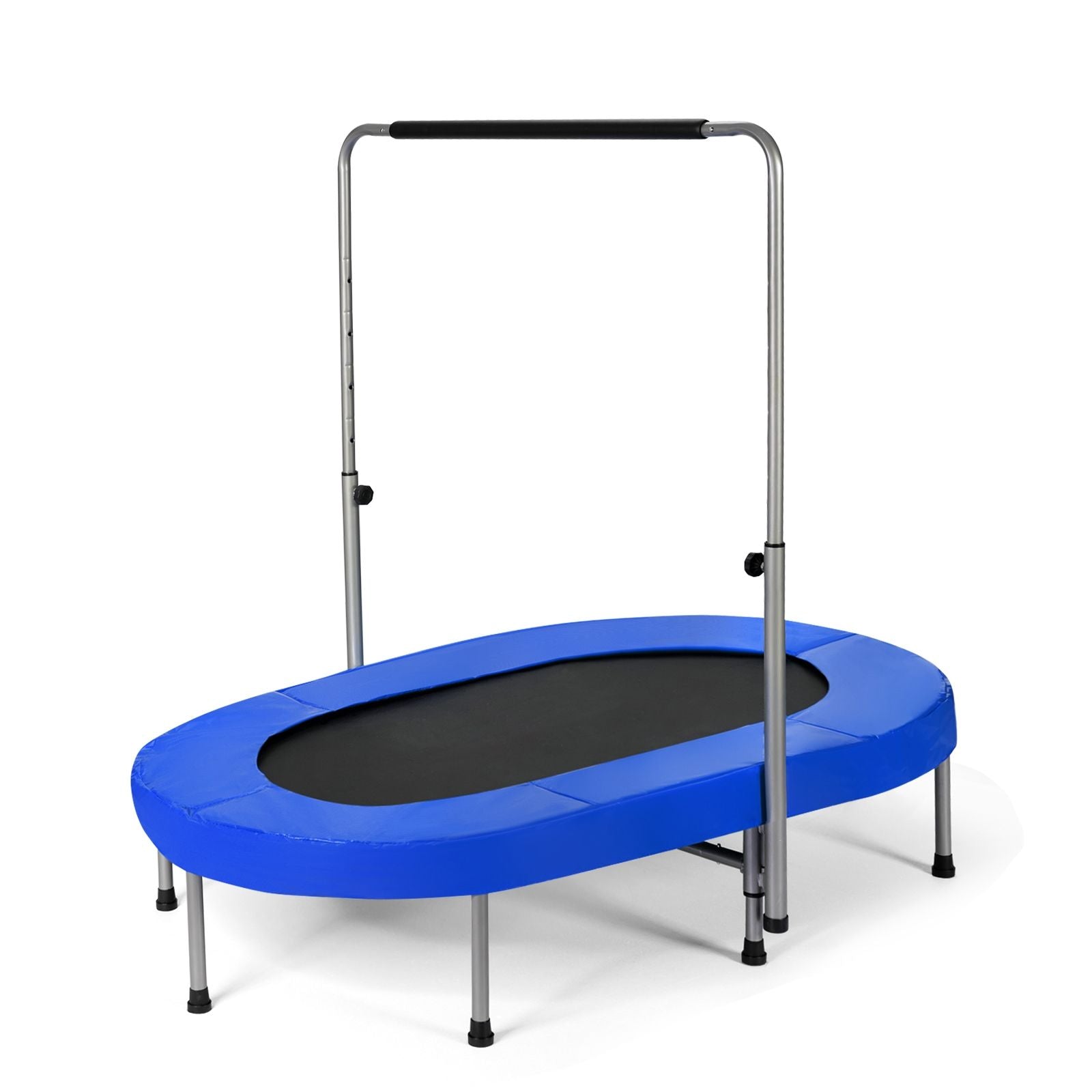 Trampoline Pliable Pour 2 Enfants Intérieur/Extérieur Avec Main Courante Ajustable Coussin Tapis De Saut Charge 150Kg Rouge/Bleu/Rose