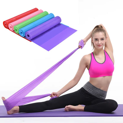 Yoga Pilates Stretch Resistance Band Exercise Fitness Band Training Elastic Exercise Fitness Rubber 150Cm Natural Rubber Gym