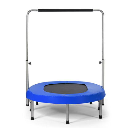 Trampoline Pliable Pour 2 Enfants Intérieur/Extérieur Avec Main Courante Ajustable Coussin Tapis De Saut Charge 150Kg Rouge/Bleu/Rose