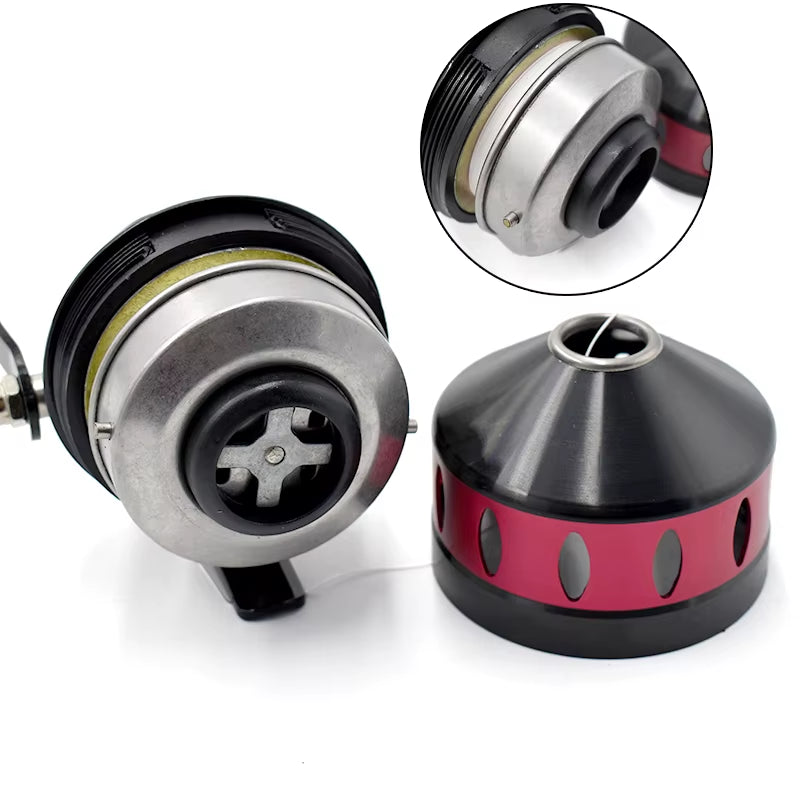 TR35/TB35 Metal Slingshot Fishing Reels Speed Ratio 4.3:1 Built-In Line Catapult Bow Fish Wheel for Outdoor Hunting Shooting