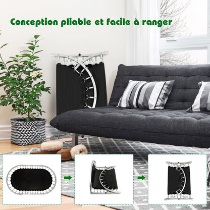 Trampoline Pliable Pour 2 Enfants Intérieur/Extérieur Avec Main Courante Ajustable Coussin Tapis De Saut Charge 150Kg Rouge/Bleu/Rose