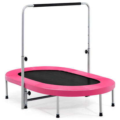 Trampoline Pliable Pour 2 Enfants Intérieur/Extérieur Avec Main Courante Ajustable Coussin Tapis De Saut Charge 150Kg Rouge/Bleu/Rose